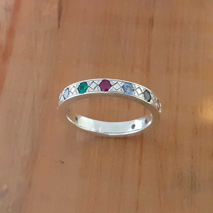 Сребърен пръстен, проба 925, с цветни циркони SILVER RING