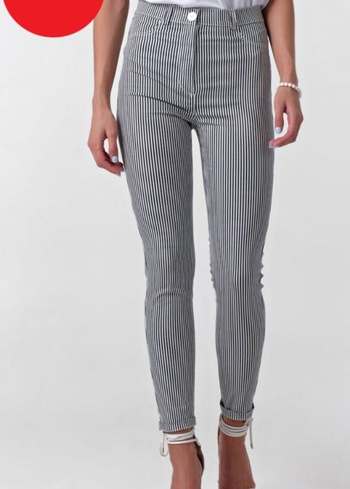Тонкие джинсы в полоску размер S