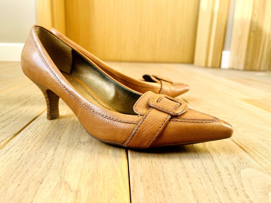 Кафяви кожени обувки Кларкс/ Brown Clarks Leather Court Shoes No 38.5