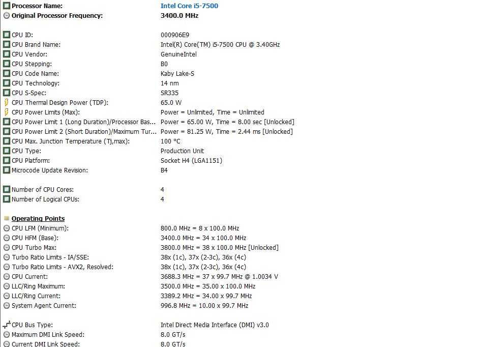 Procesor Intel Core i5-7500,3,40Ghz Turbo 3,80Ghz,Socket 1151,Gen 7