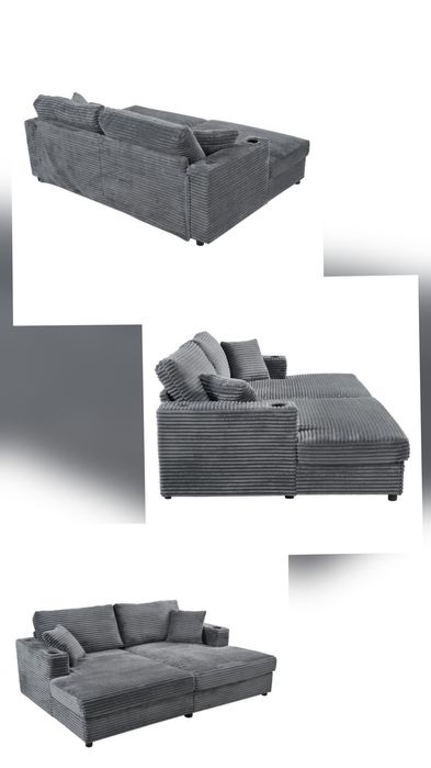 NOU Sofa catifea, cu suport pahare si port USB