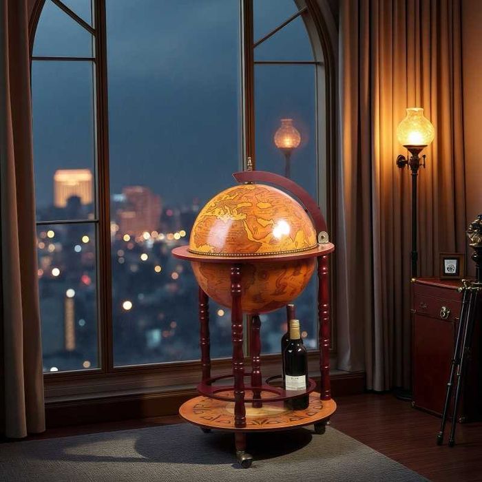 Нов Голям Глобус Мини Бар - Поставка за Бутилка / Вино/Юбилей!
