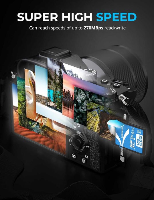 Флешка V60 SD UHS-II 128GB R270MB/s W170MB, V60 U3 256 гб