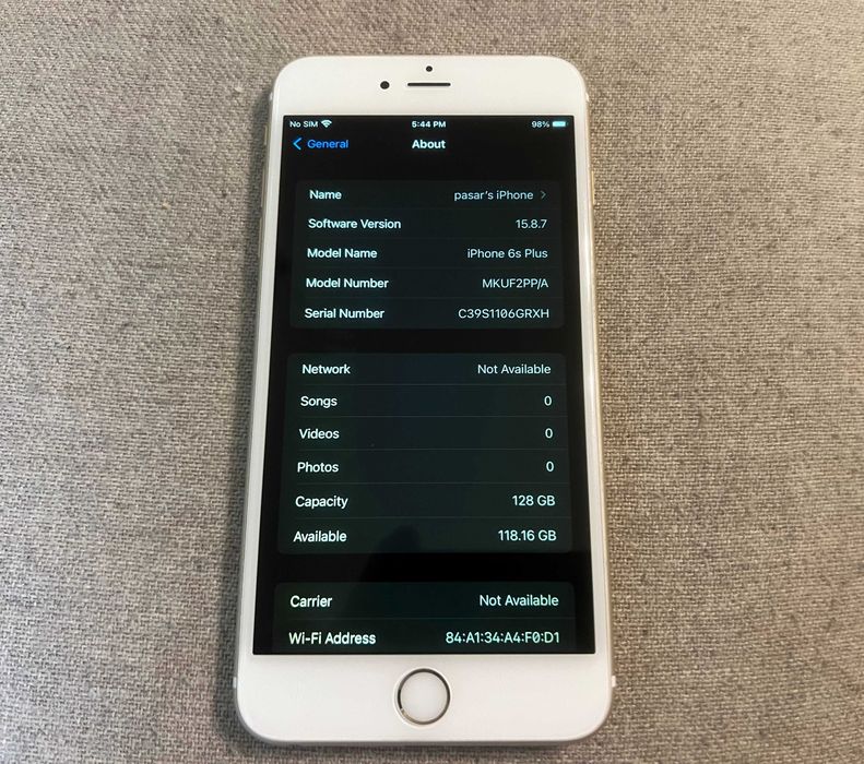 iPhone 6s Plus 128GB Gold A1687 iOS 15.8.7 baterie 96%