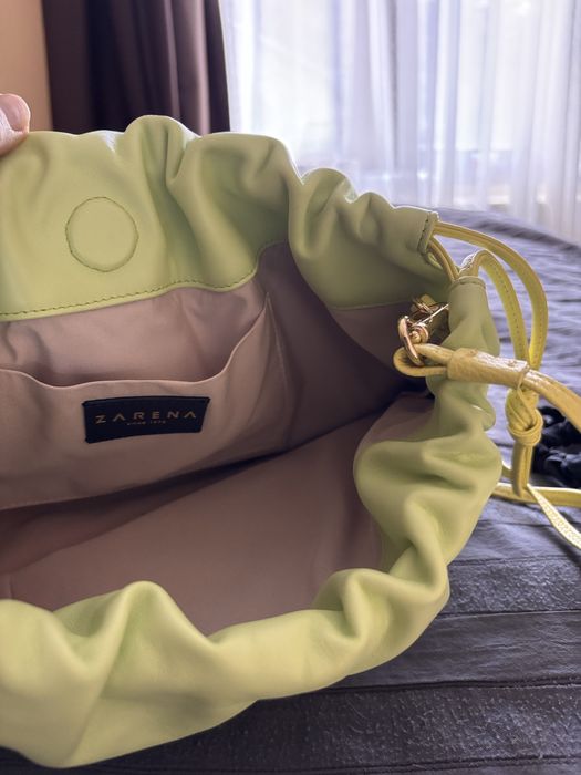 Кожена чанта Zarena June в цвят лайм