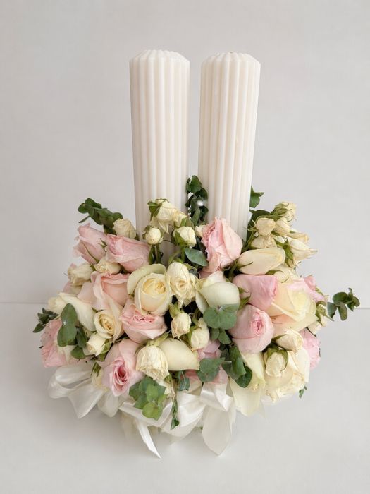 Lumanari cilindrice elegante pentru nunta sau botez