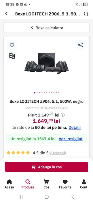 Boxe LOGITECH Z906 5.1 500W negru