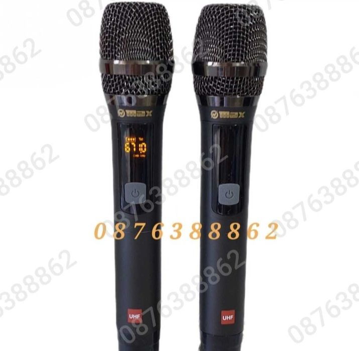 Професионални микрофони–2бр. безжични,Метална решетка, 6.35 мм,USB,UHF