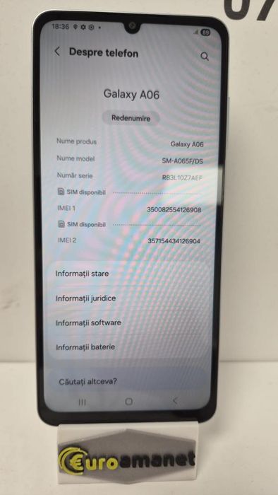 Telefon mobil Samsung Galaxy A06, 64GB, 4GB RAM, 4G, Light Blue -B-