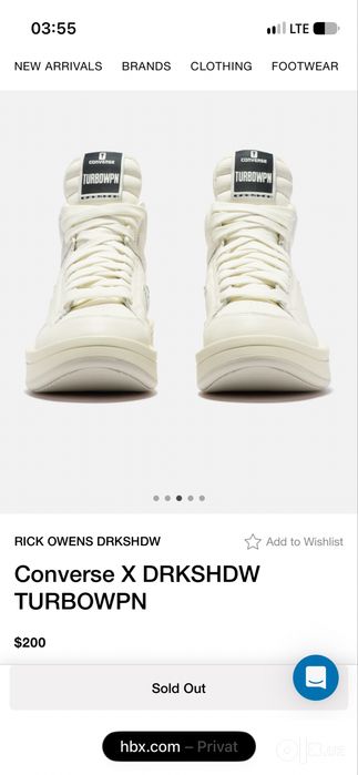 Оригинальные Rick Owens Converse TURBOWPN