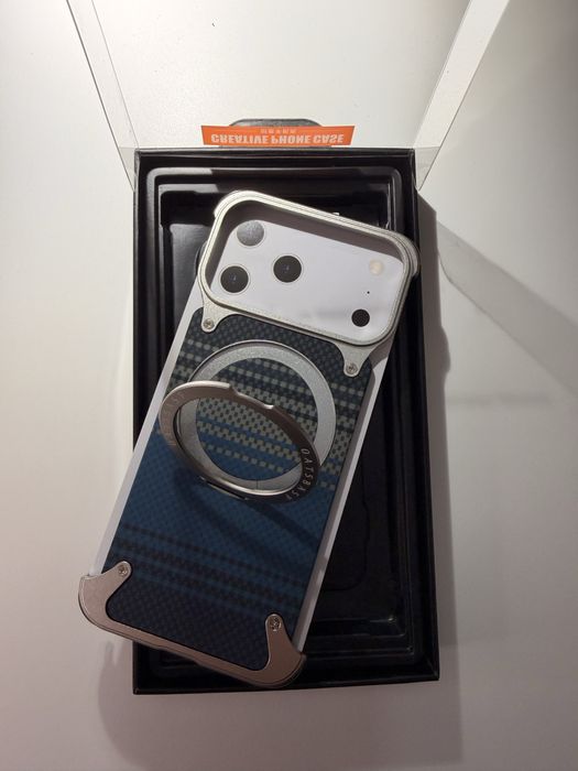 Husă iPhone 17 Pro Max Premium, cadru aluminiu, MagSafe, buton rotativ