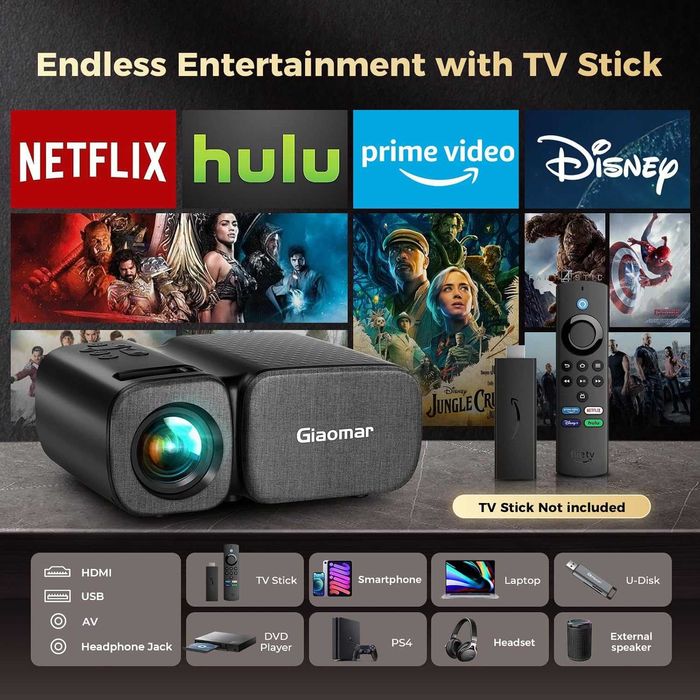 Мини WiFi проектор 7500 лумена 1080P Full HD поддържан LED мини проектор Bluetooth 250 инчов дисплей