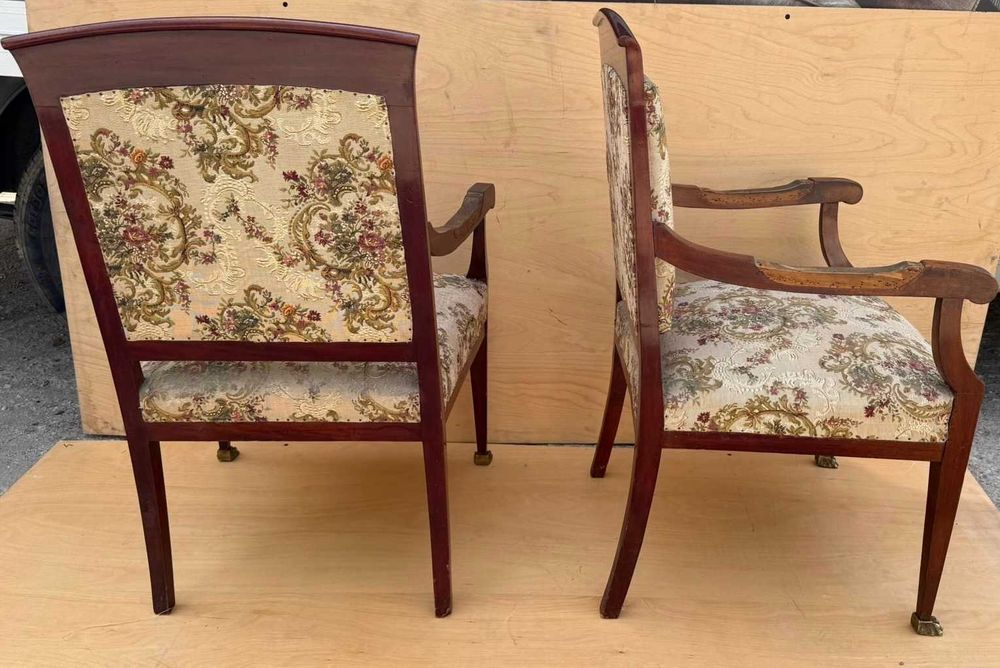Set canapea + 2 fotolii stil Empire / Napoleon III, lemn masiv, vintage, Necesita curatare