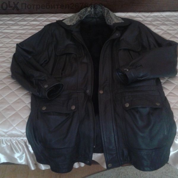 Мъжка кожена шуба!  В перфектно Състояние!