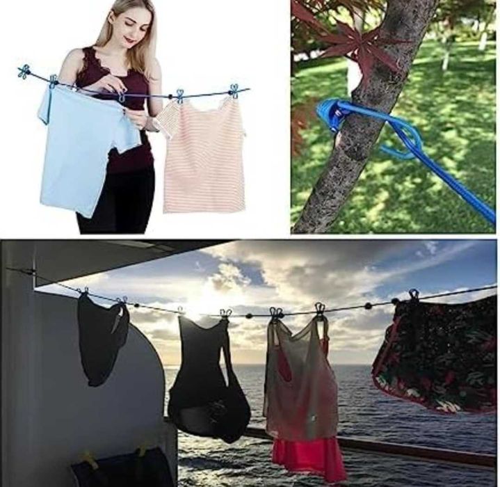 Преносимо въже за простор с щипки за пътуване и къмпингуване