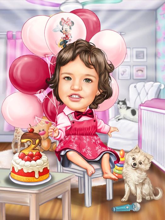 Карикатура за дете с включена рамка – персонален подарък по снимка