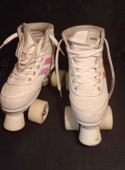 Ролкови кънки за деца Quad 100 цвят бял в отлично състояние- номер/размер 34