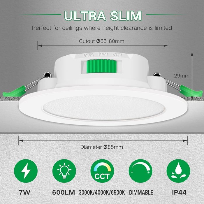 6 Броя LED Димируеми луни ALUSSO 7W бели ., 220V, IP44 регулируеми