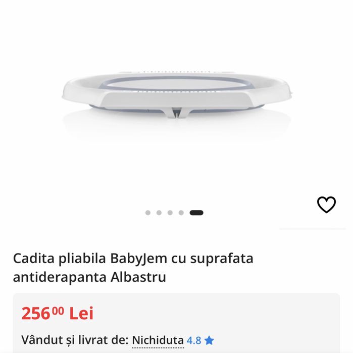 Cadita pliabila BabyJem cu suprafata antiderapanta Albastru