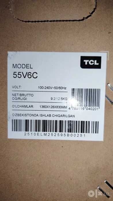 Телевизор TCL 55V6C HDR 4K GoogleTV Доставка Бесплатно 24/7 установка
