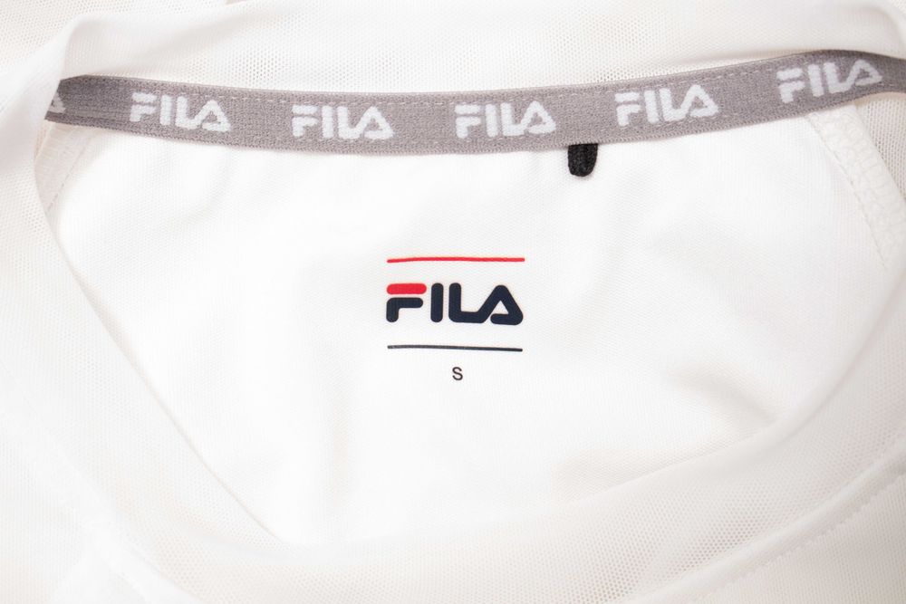 Fila оригинална дамска блуза мрежа бяла дълъг ръкав кроп с бюстие S