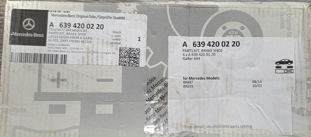 Set Saboți Frână Mână Vito W447 W639 PRODUS NOU ORIGINAL ÎN OFERTĂ 500