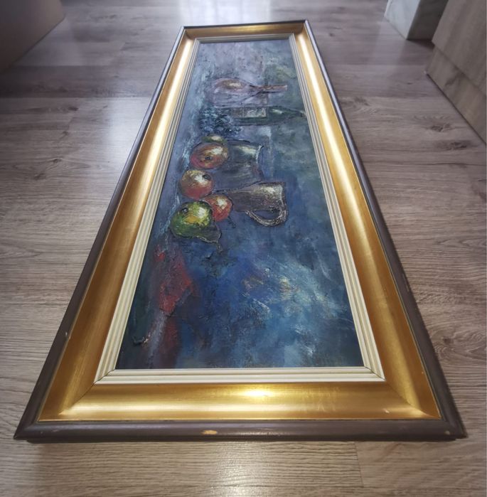 Антикварна картина Натюрморт плодове размери 112,5 см х 42,5 см х4см