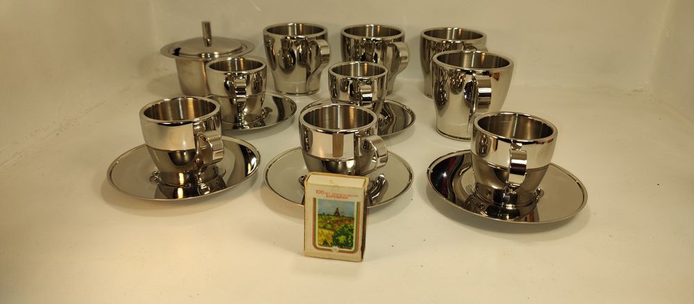 Сервиз на кафе от полирана стомана 18/10