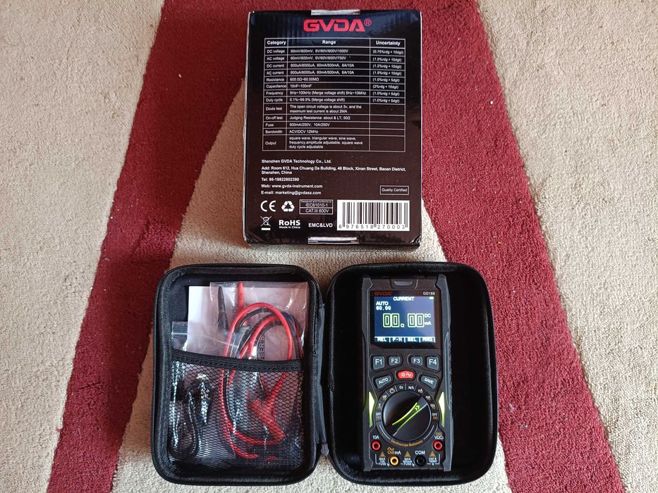 GVDA GD188 Complet de măsură digital All-in-One (3 în 1): Multimetru + Osciloscop + Generator de semnal, True RMS, 12 MHz, 50 Msps - NOU