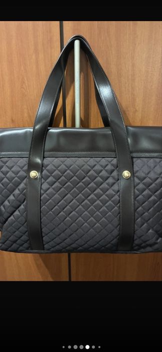Geanta de mana , Carla Rossini, din piele naturala si textil matlasat