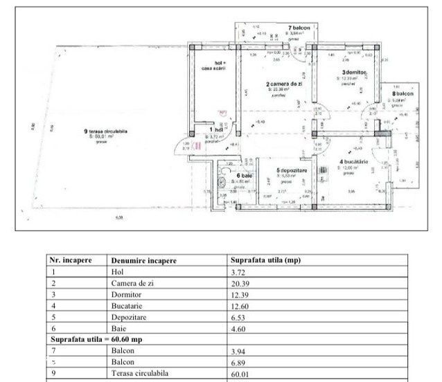 Penthouse 3 camere, 60.60 mp, terasa 60 mp, zona Centrala