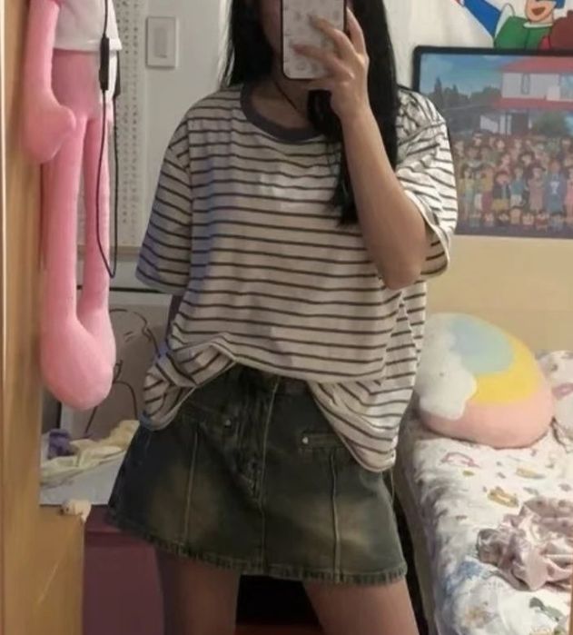 Винтажная джинсовая юбка-шорты