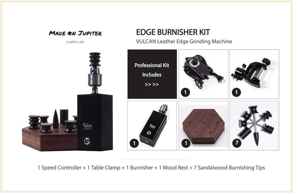 Set profesional burnisher electric pielarie, curele, piele vegetala