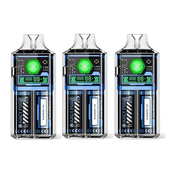 Pachet 10 Bucati Vape 6000 Puffs Jucy Pod Reincarcabil Reglaj Putere Display