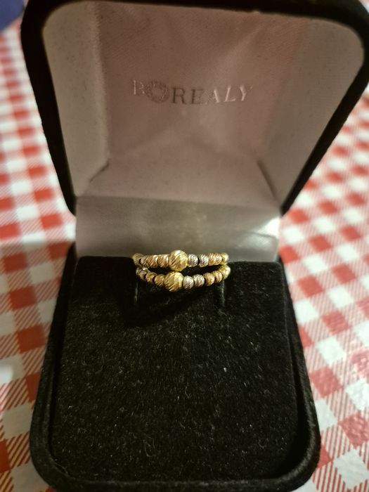 Inel aur 14k, galben, roz si alb, 1.93gr, marimea 10