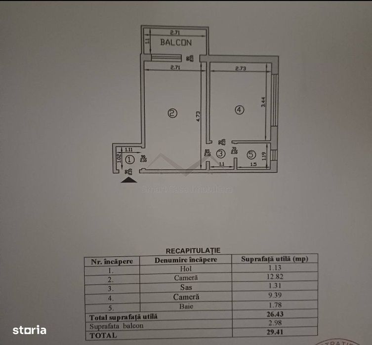 Apartament 1 camera Tatarasi-Ciurchi etaj 1