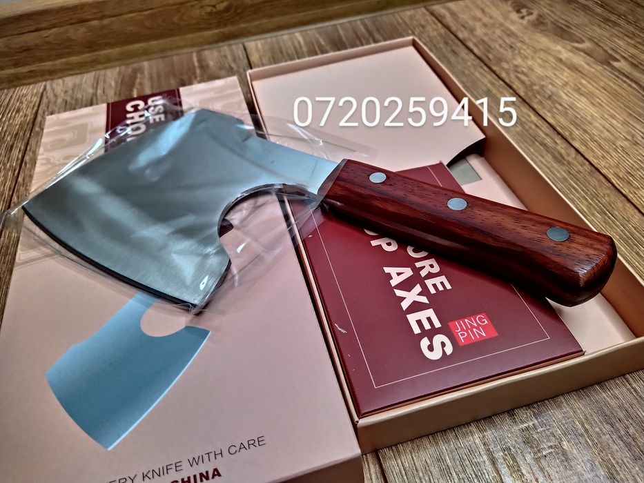 Satar profesional cu maner de lemn, Camping, Macelar, 30 cm