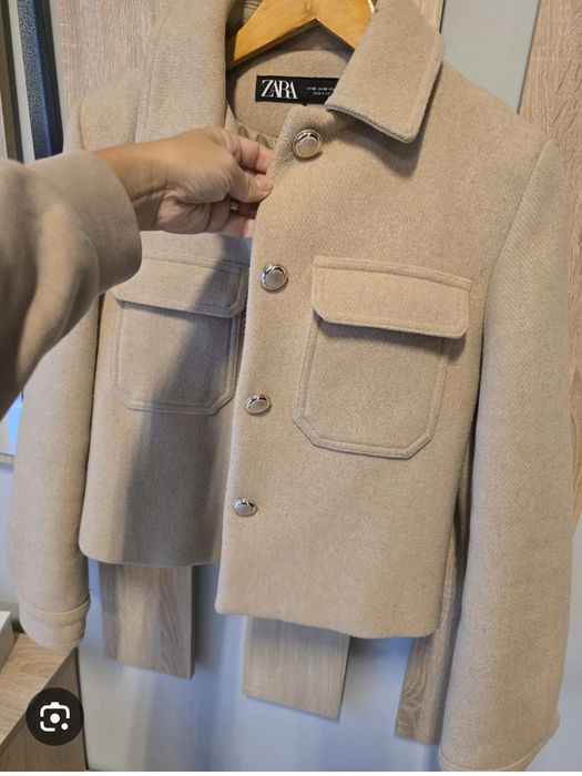 ZARA Wool Blend CROPPED Coat палто S-38