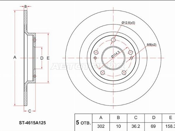 Диск тормозной задний Mitsubishi Outlander