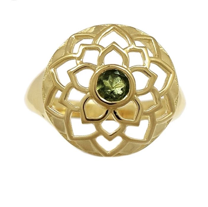 Inel argint placat cu aur cu moldavite si pandantiv talisman