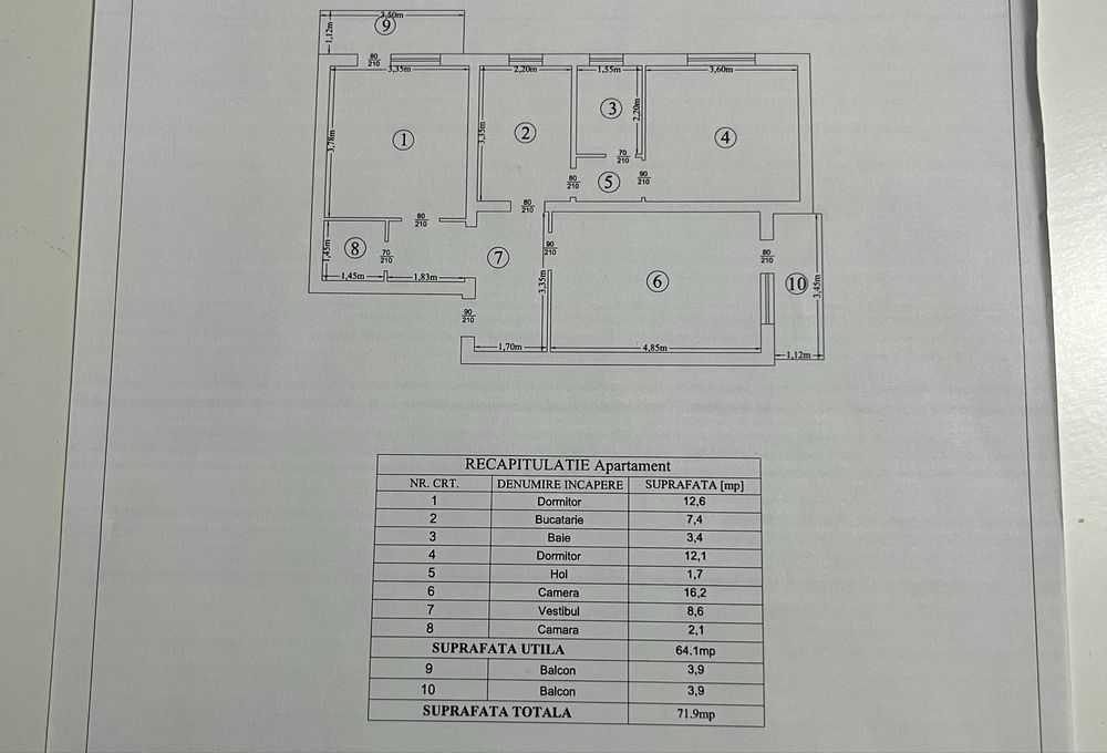 Apartament 3 camere Tătărași