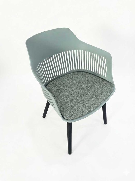 Трапезен пластмасов стол с мека седалка и подлакътници, 4 цвята