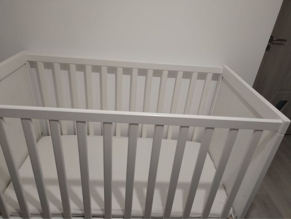 Patut copii, alb, 60x120 cm + saltea