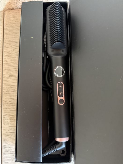 Perie de indreptat parul Wavytalk, placa ionica si perie 2 in 1, perie de indreptat cu ceramica anti-arsura, cu afisaj LED, pentru uz acasa si salon.