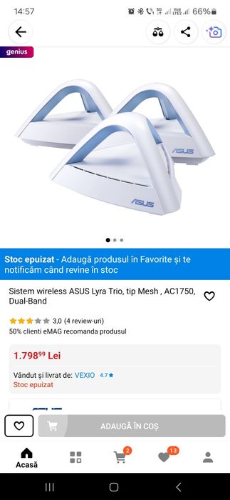 Vand sistem Mesh Asus lyra Trio