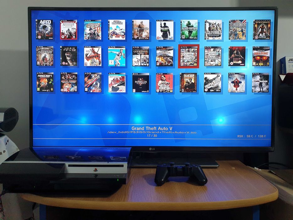PS3 modat CFW 250 GB + 30 jocuri (GTA V, Red Dead, God of War, NFS)