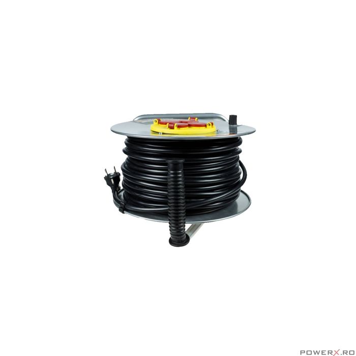 Rola prelungitor cablu cu cadru metalic 25 metri 3 x 2,5 mm Black