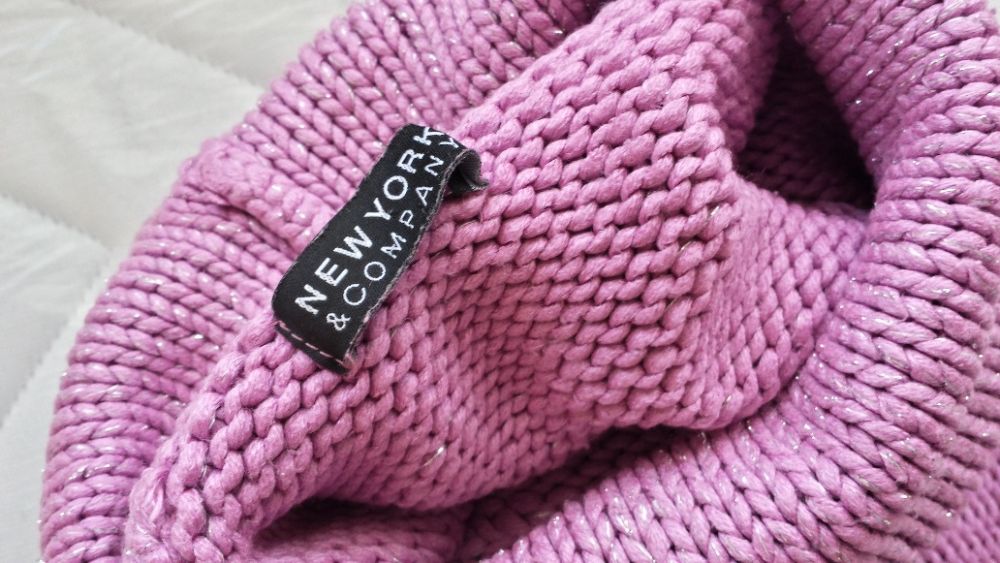 ПРОМО! пуловер-поло с пищна яка и сребристи нишки