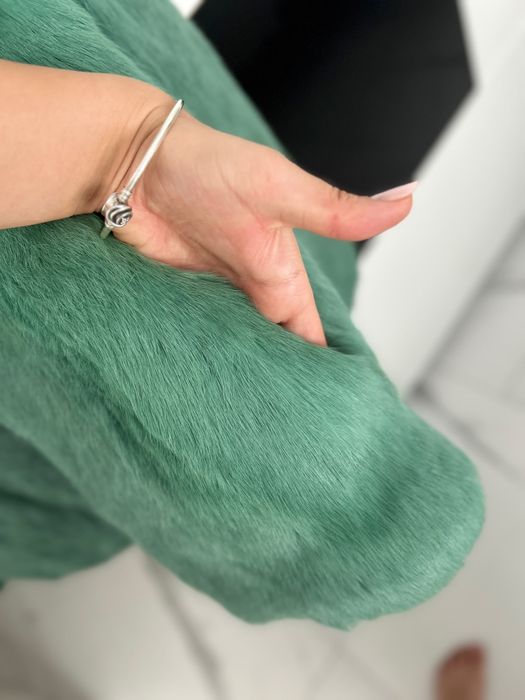 Jachetă Blană Naturală Verde Smarald
