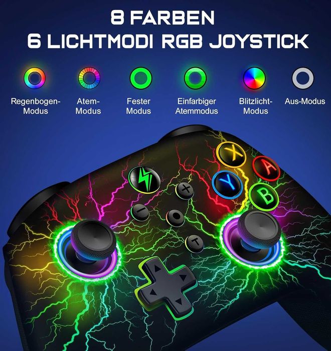 Безжичен геймпад RGB и макро бутони за PC,Nintendo,iOS и Android!Топ!